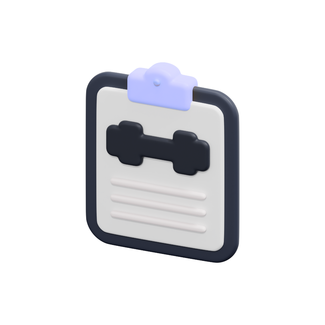 3d clipboard with dumbell