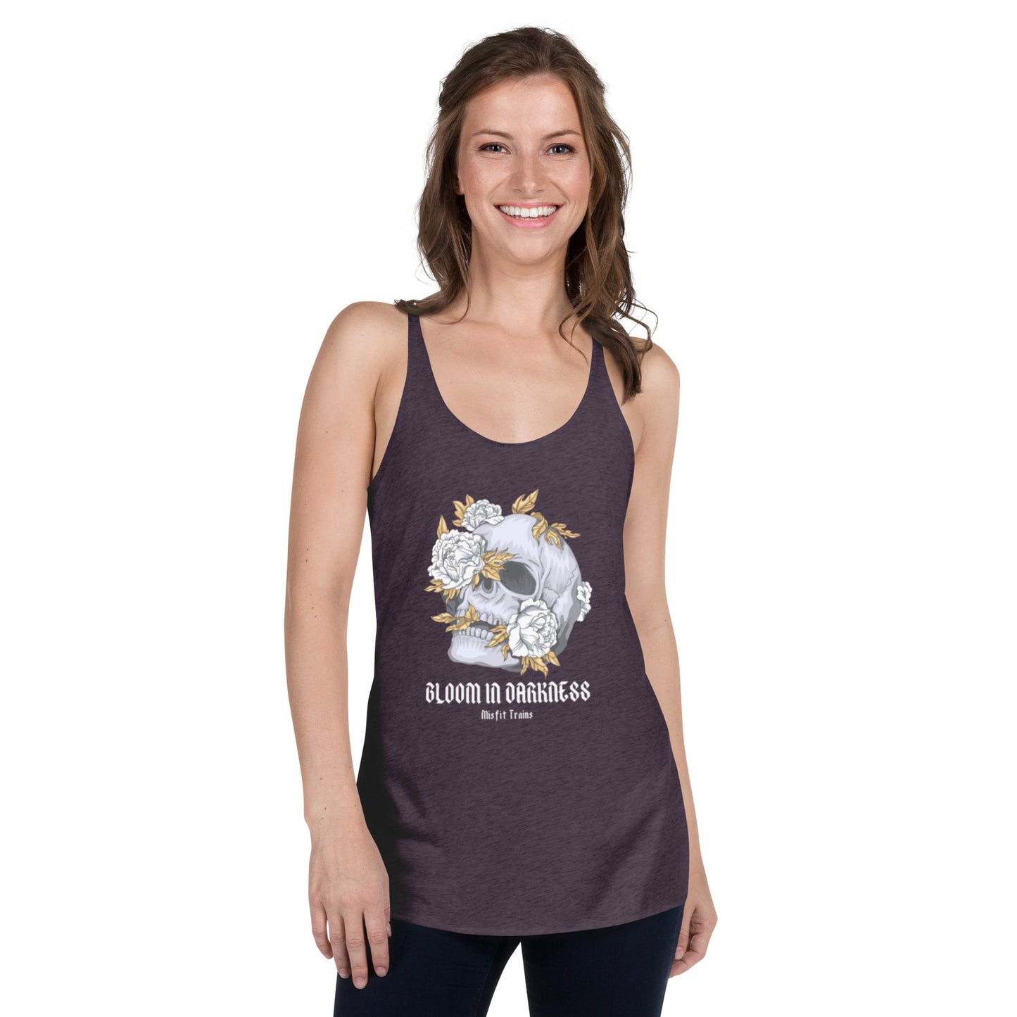 purple misfit trains racerback top