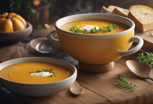 butternut squash soup in a bowl