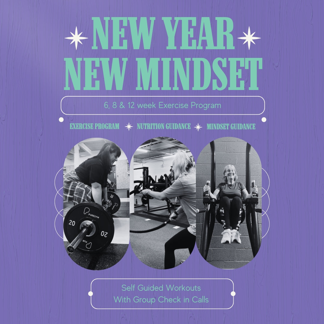 image banner for a new year fitness programme on a purple background