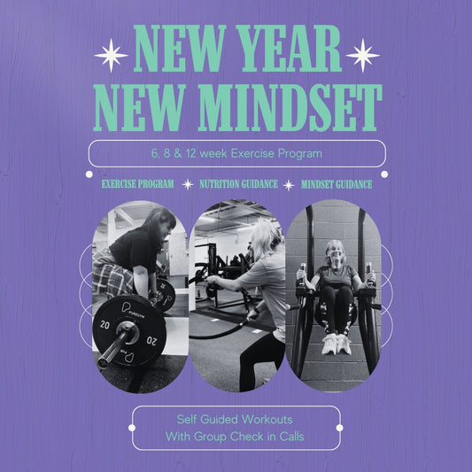 image banner for a new year fitness programme on a purple background